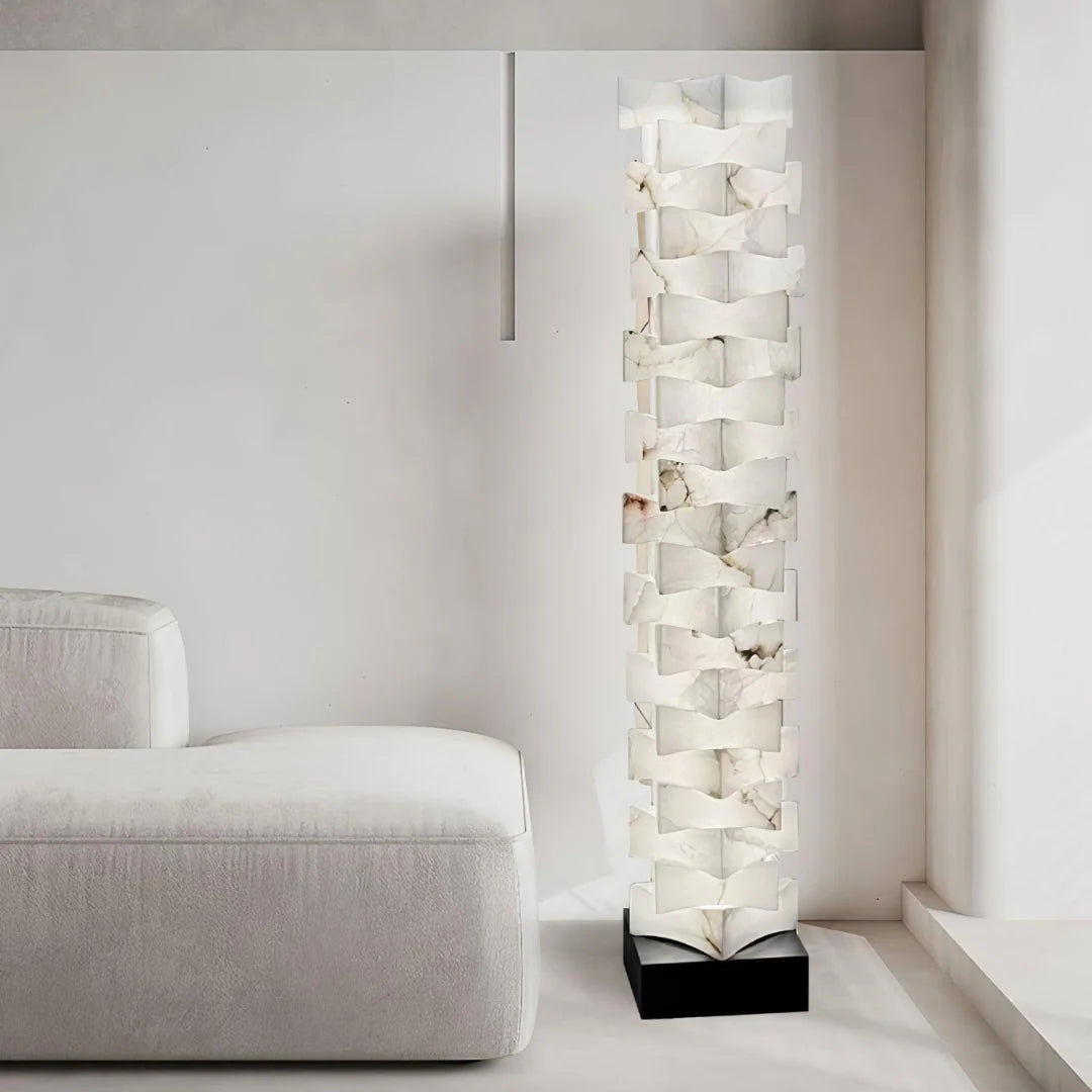 Stacked Alabaster Squares Floor Lamp