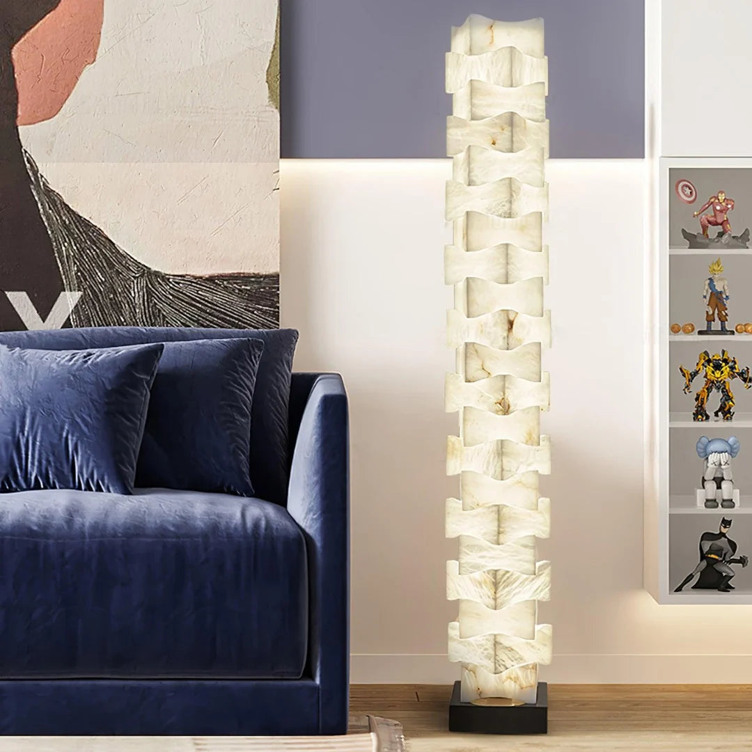Stacked Alabaster Squares Floor Lamp
