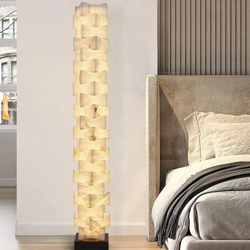 Stacked Alabaster Squares Floor Lamp