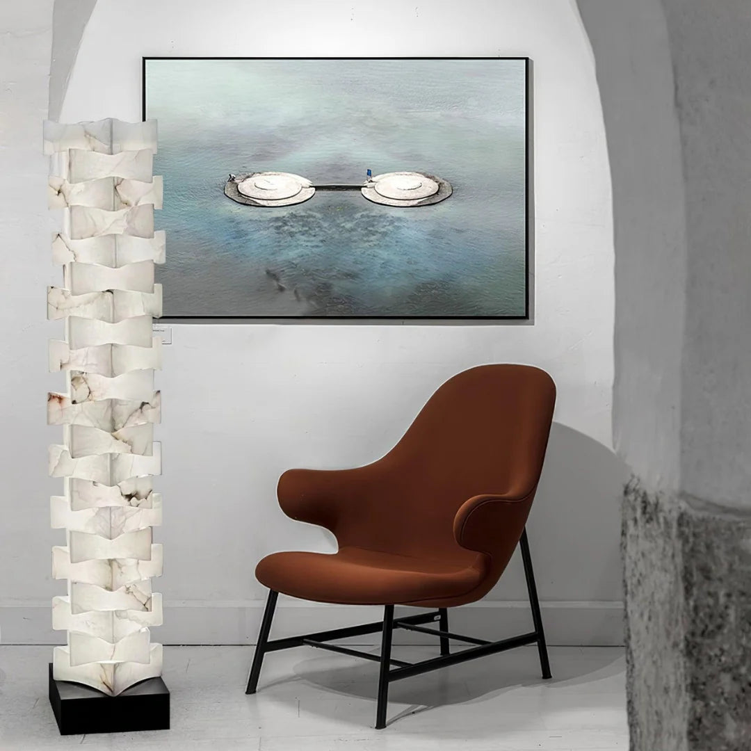 Stacked Alabaster Squares Floor Lamp