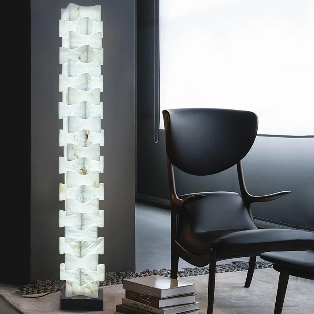 Stacked Alabaster Squares Floor Lamp