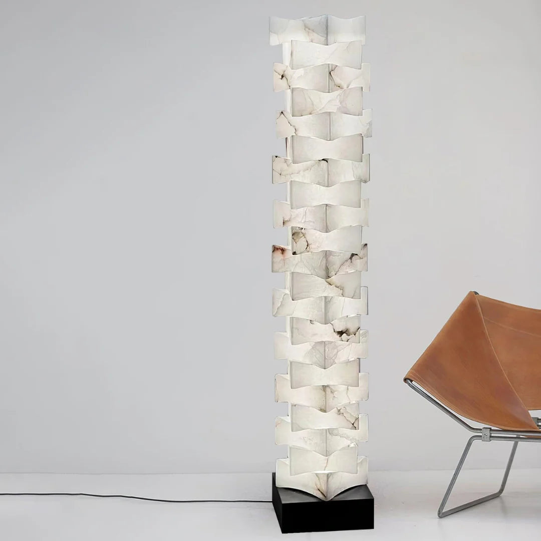 Stacked Alabaster Squares Floor Lamp