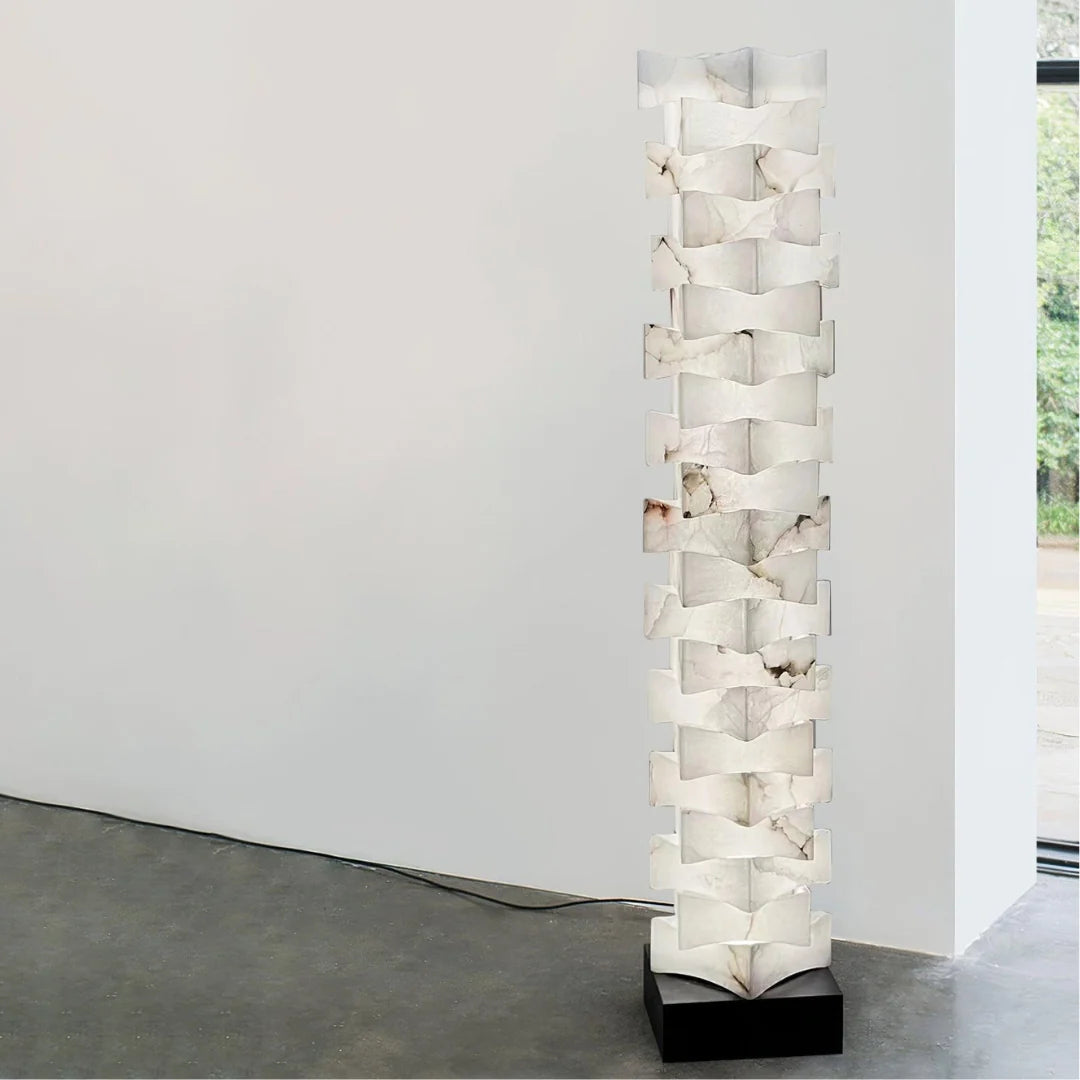 Stacked Alabaster Squares Floor Lamp