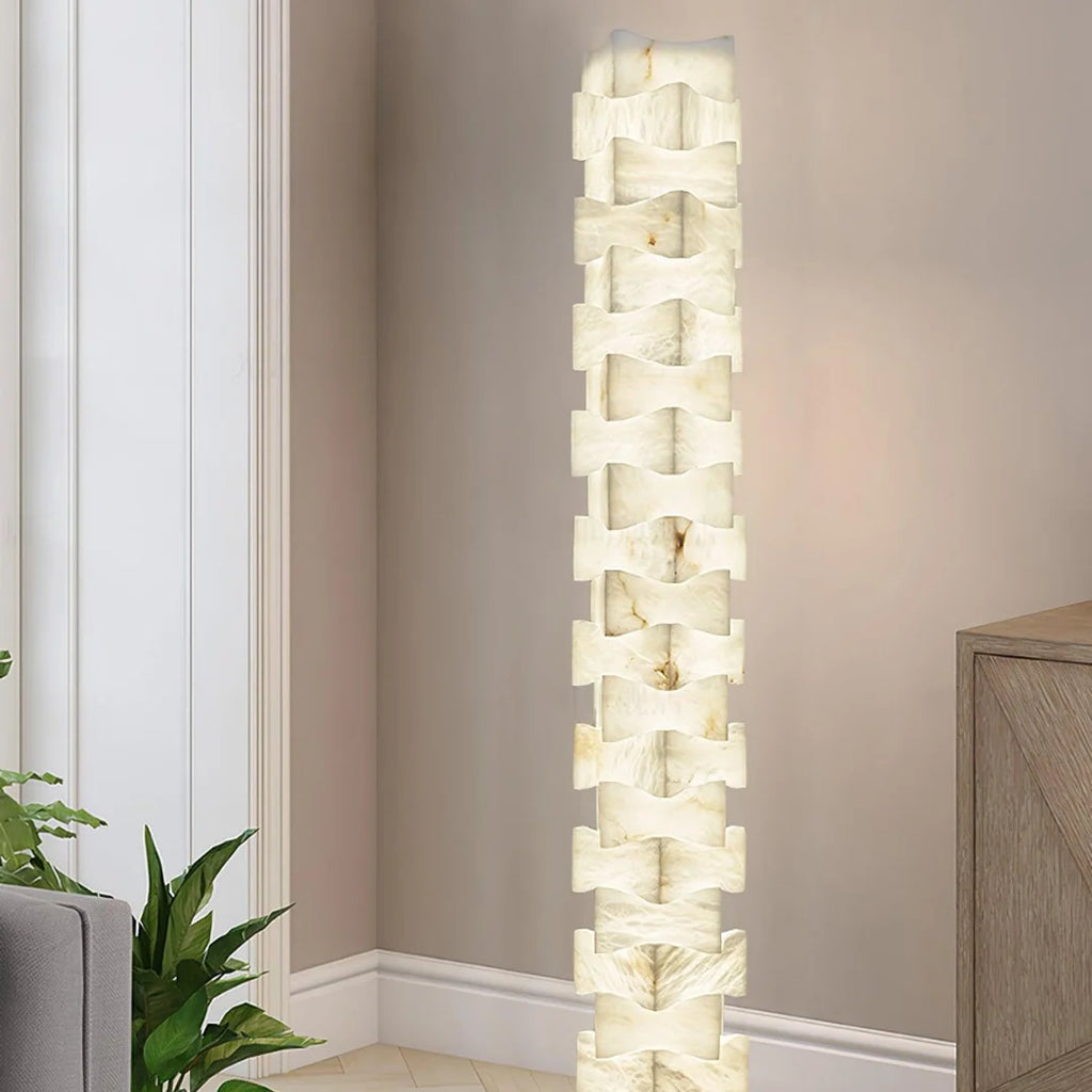 Stacked Alabaster Squares Floor Lamp