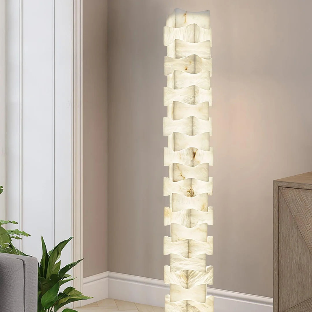 Stacked Alabaster Squares Floor Lamp
