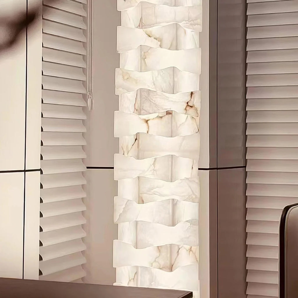 Stacked Alabaster Squares Floor Lamp
