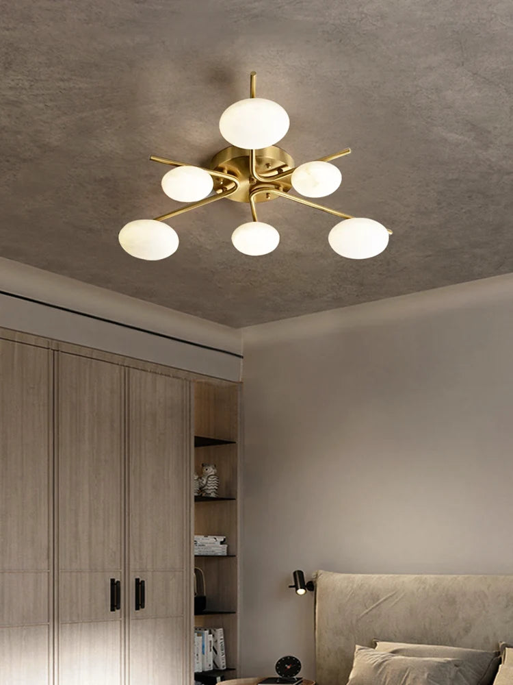 Six-Light Alabaster Flush Mount Ceiling Light