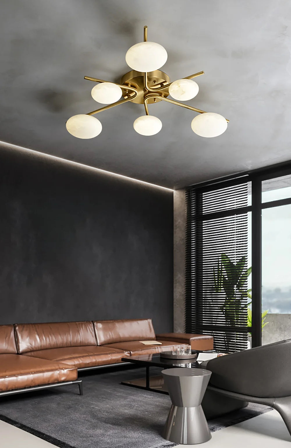 Six-Light Alabaster Flush Mount Ceiling Light