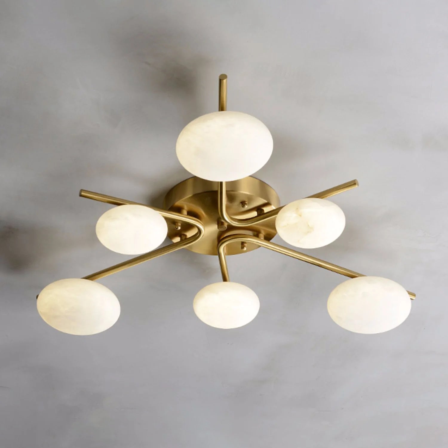 Six-Light Alabaster Flush Mount Ceiling Light