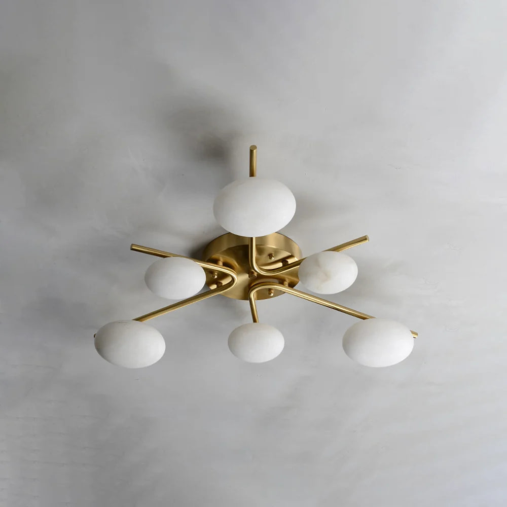 Six-Light Alabaster Flush Mount Ceiling Light