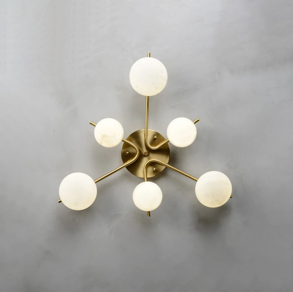 Six-Light Alabaster Flush Mount Ceiling Light