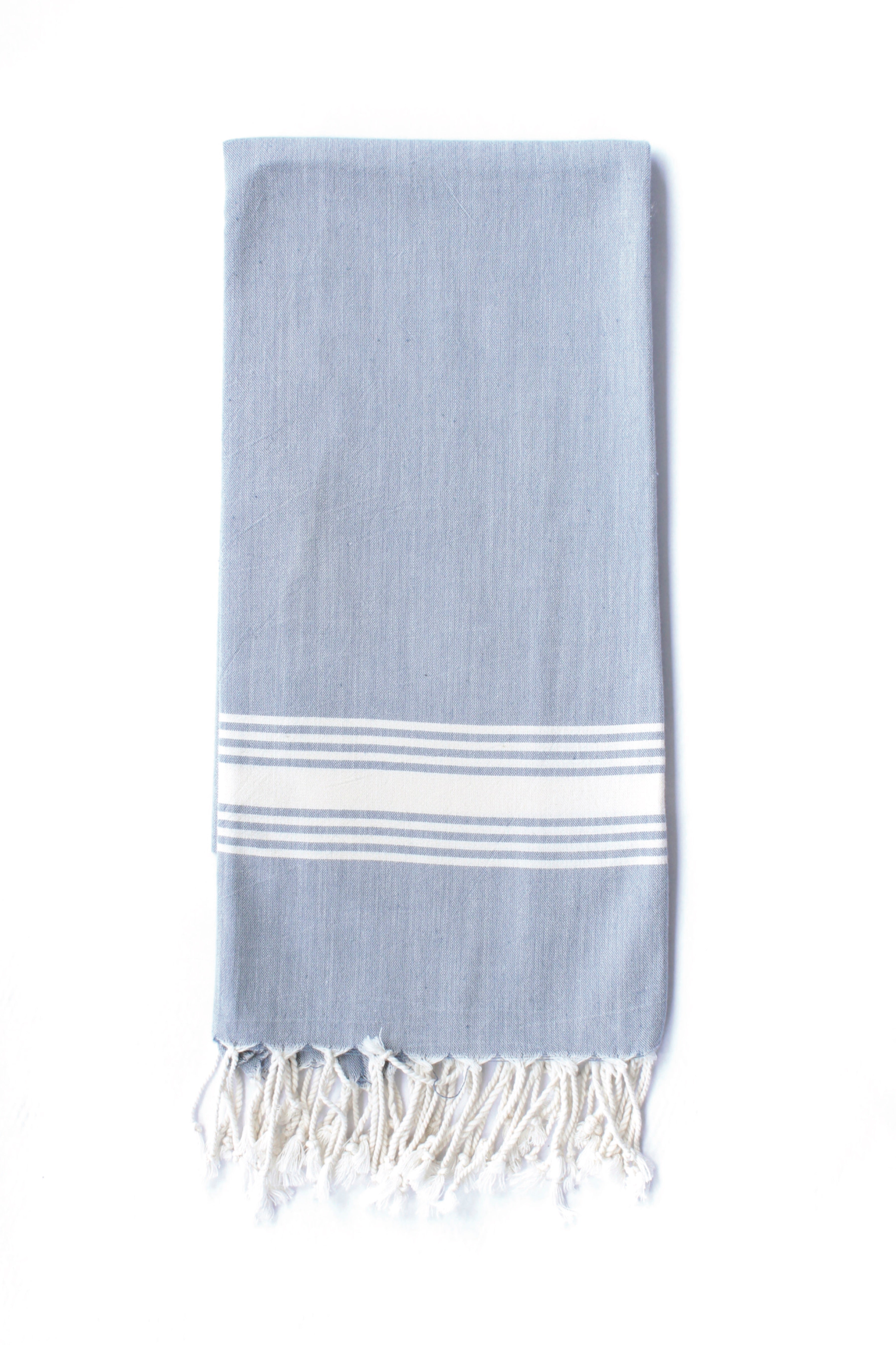 Symi Turkish Towel — Denim & White