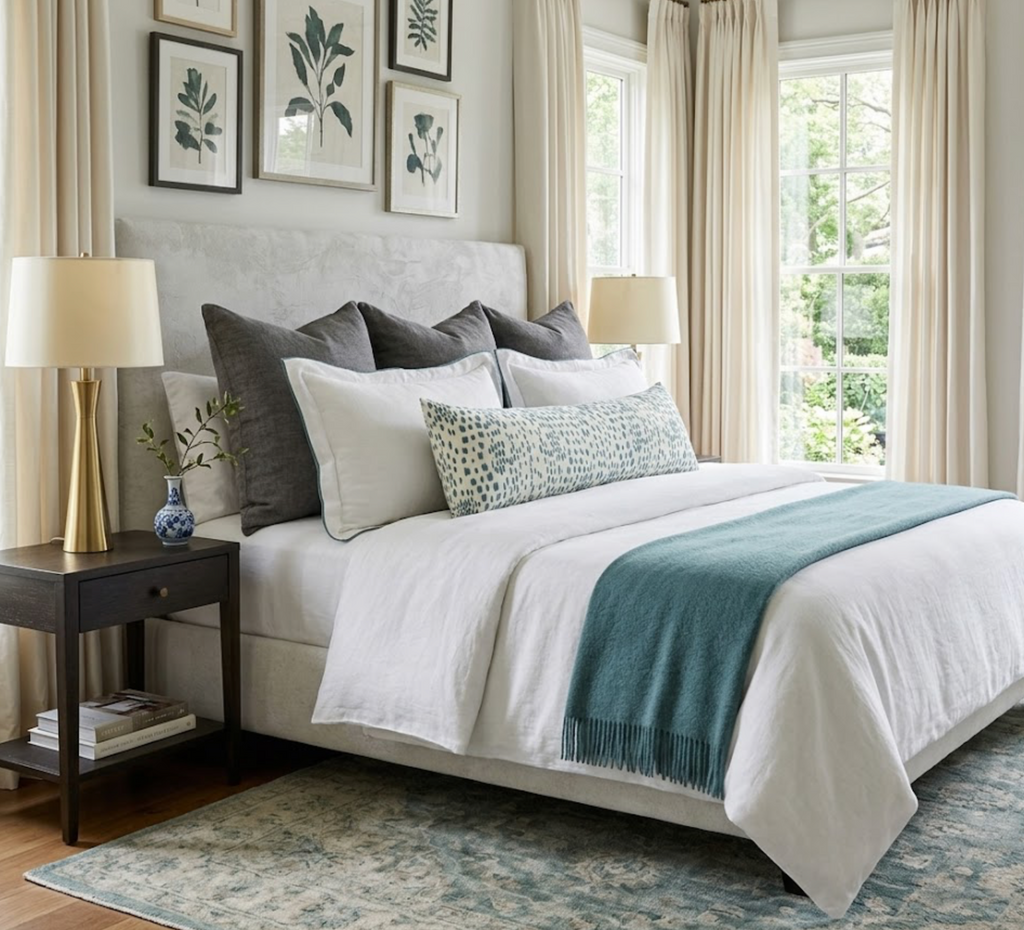 Les Touches Pillow Cover in Aqua Blue