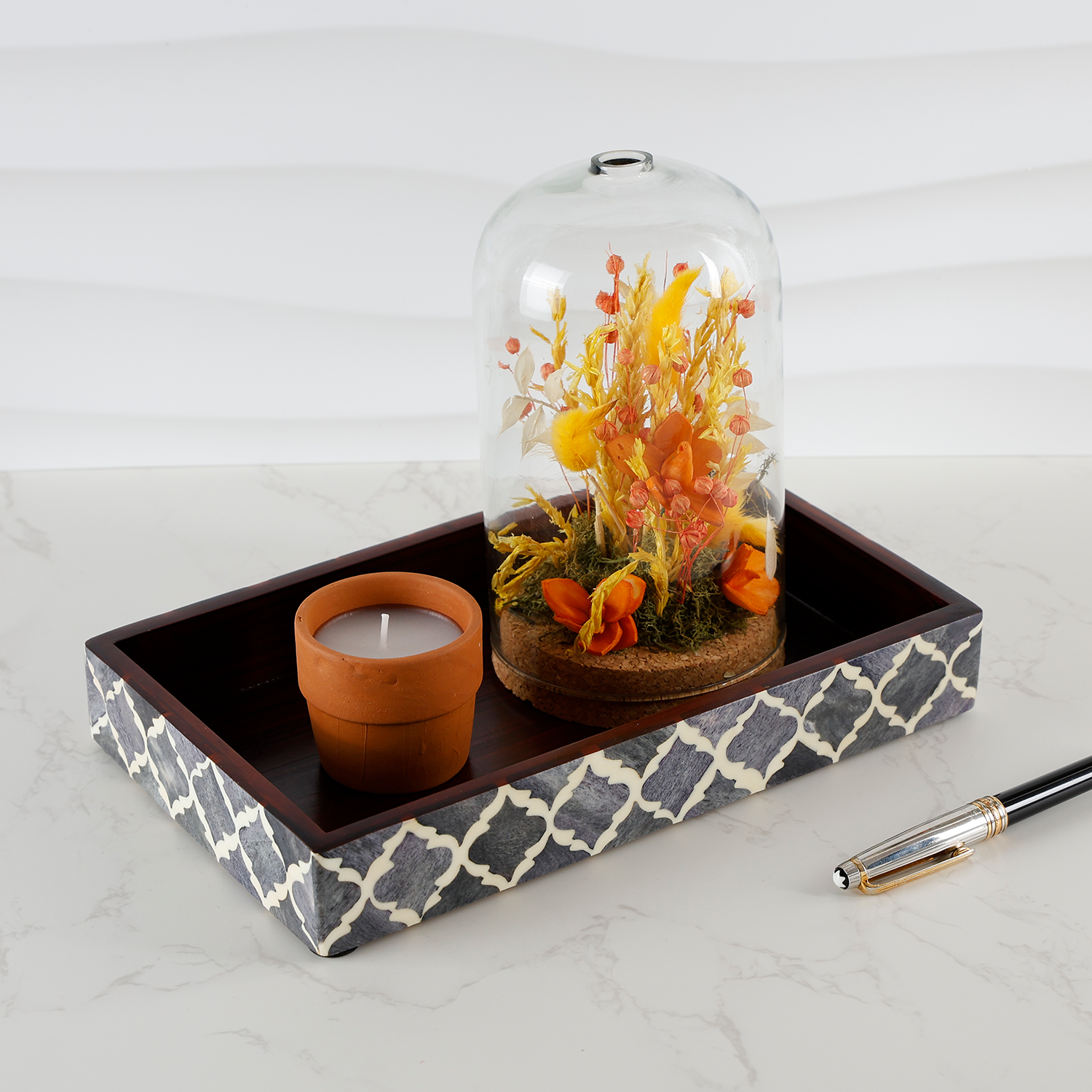Moroccan Bone Inlay Vanity Decorative Bathroom Tray 10x6