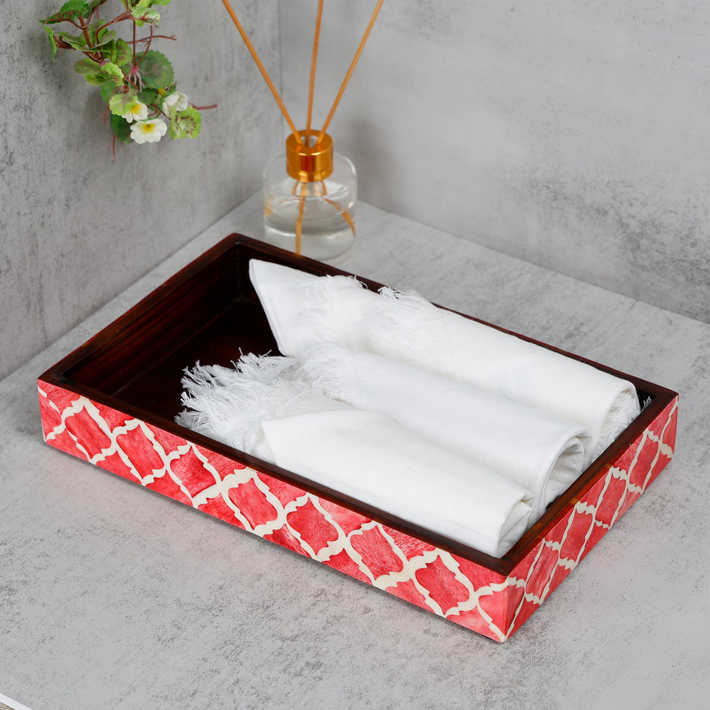 Moroccan Bone Inlay Vanity Decorative Bathroom Tray 10x6