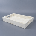 White Bone Inlay Decorative Tray Table Ottoman 11x17 12x12