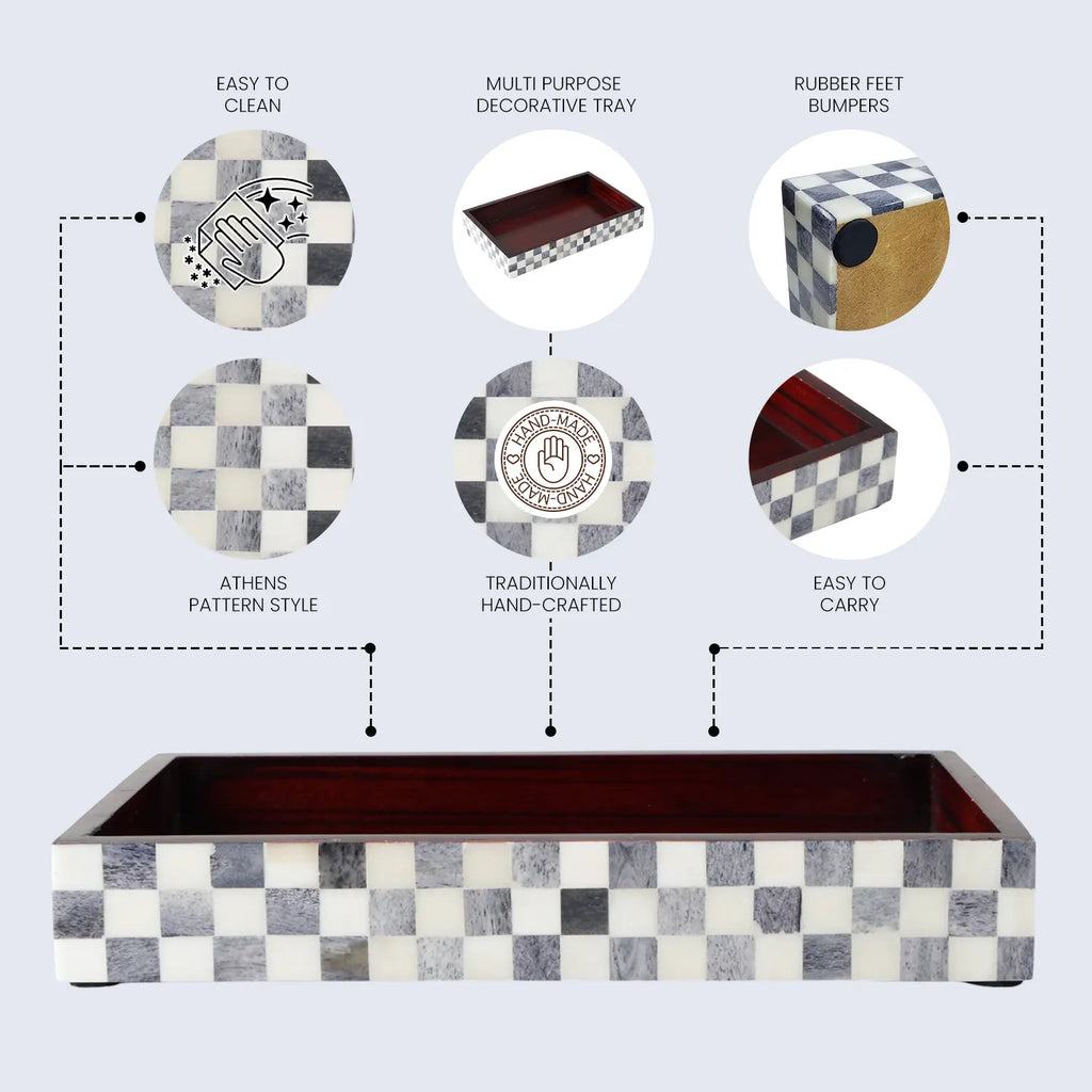 Parlour Checkered Black & White Bathroom Tray