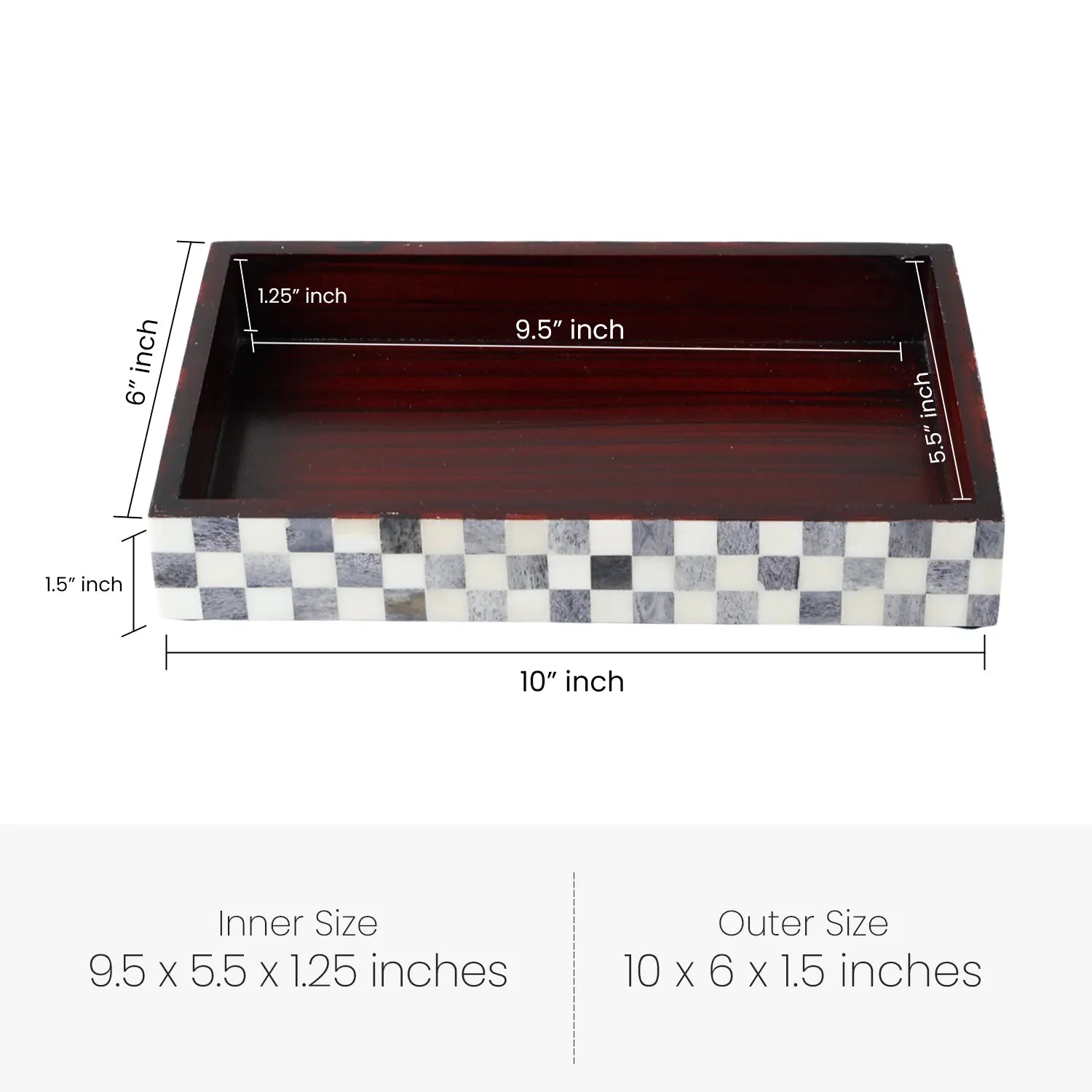 Parlour Checkered Black & White Bathroom Tray