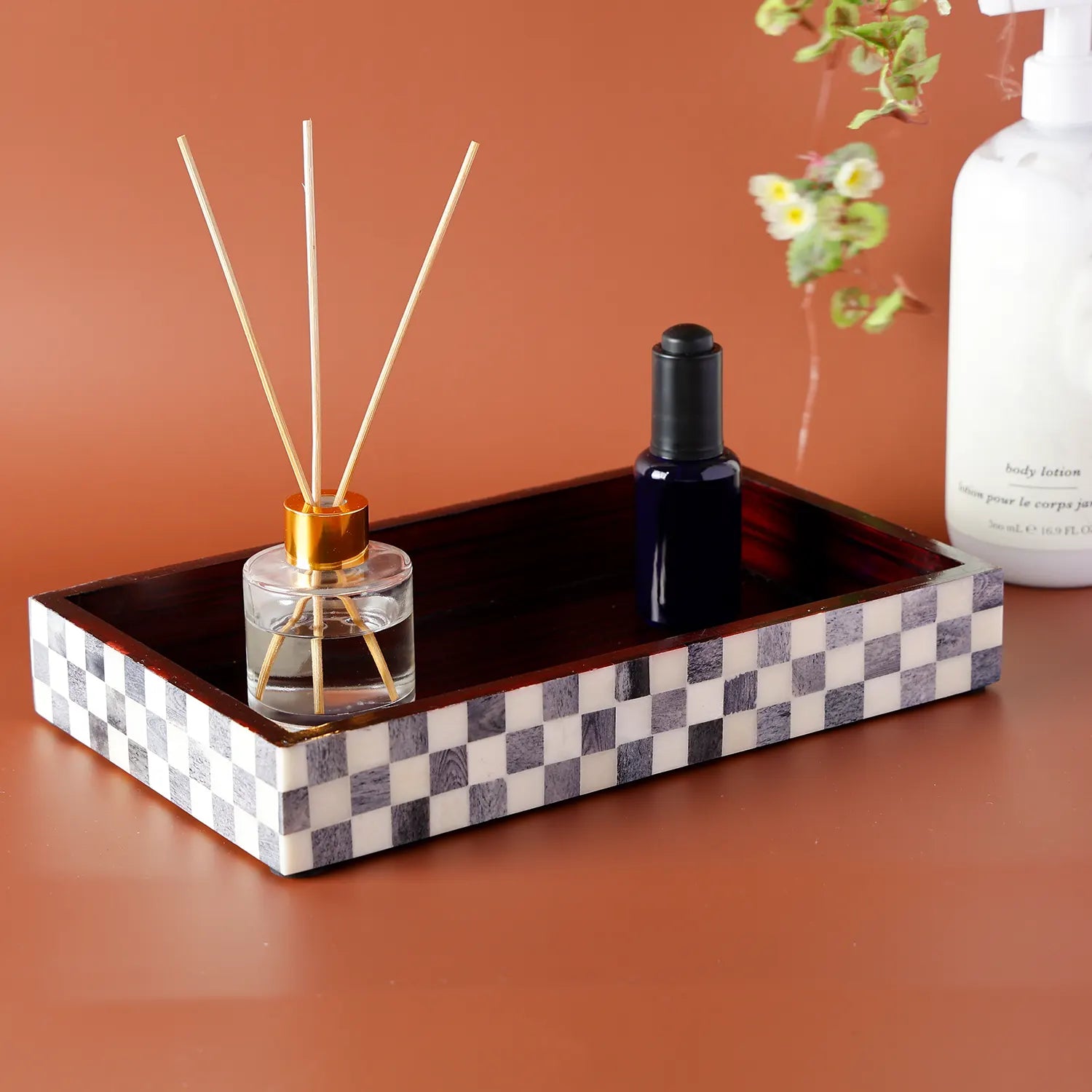Parlour Checkered Black & White Bathroom Tray
