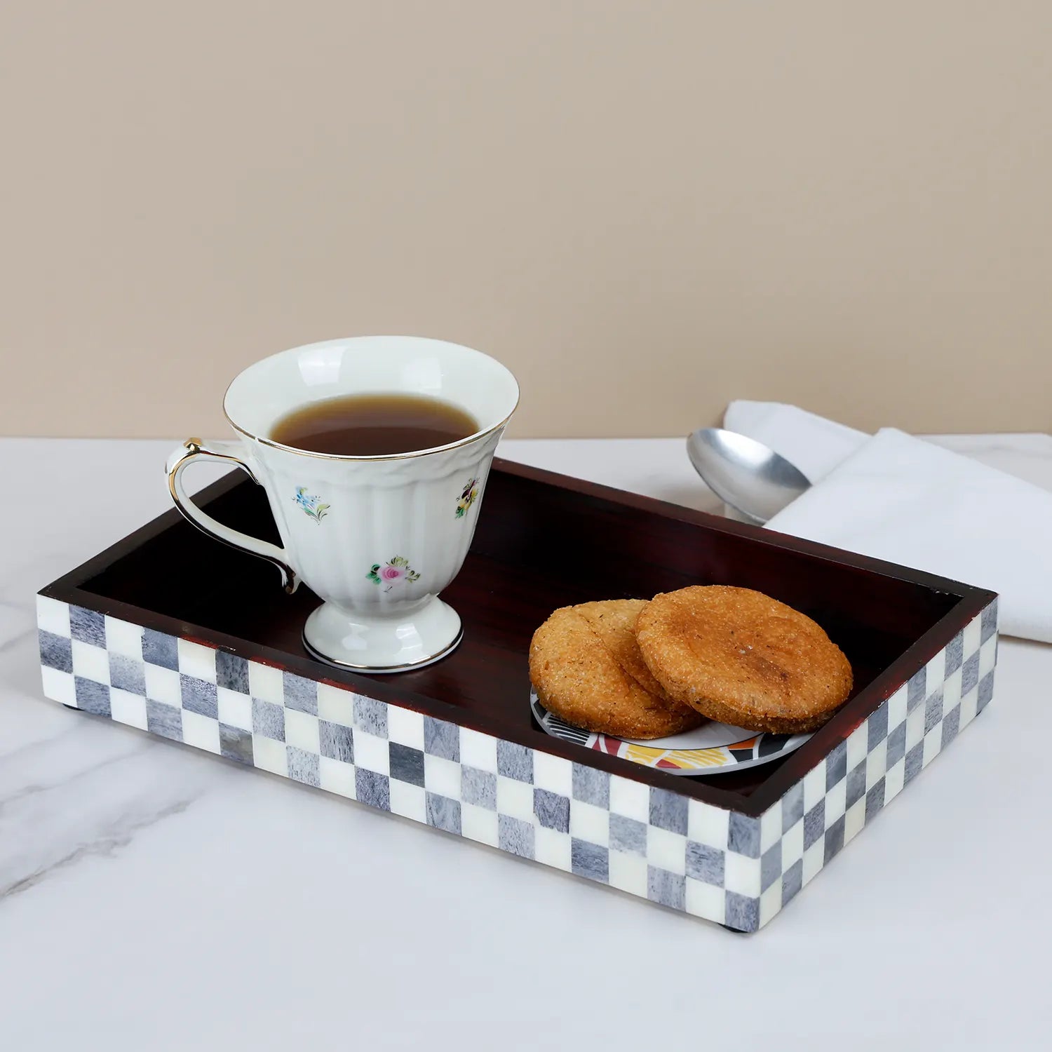 Parlour Checkered Black & White Bathroom Tray