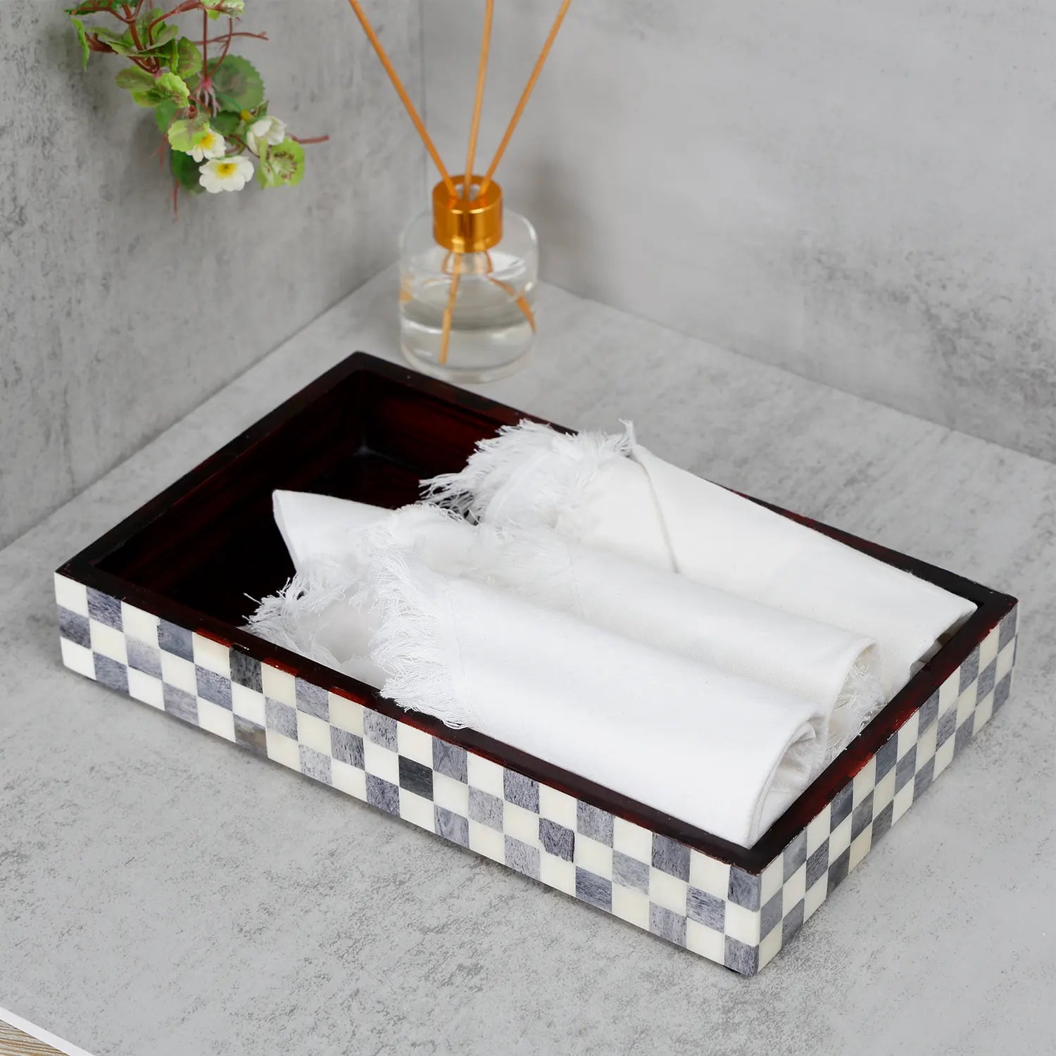 Parlour Checkered Black & White Bathroom Tray