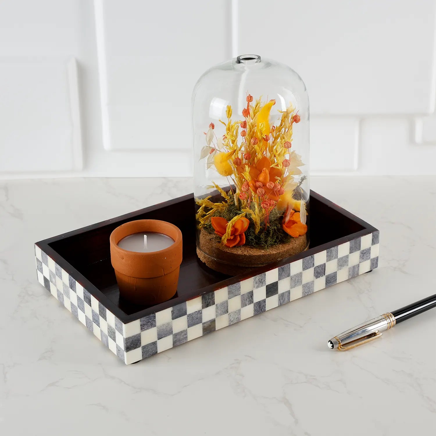 Parlour Checkered Black & White Bathroom Tray