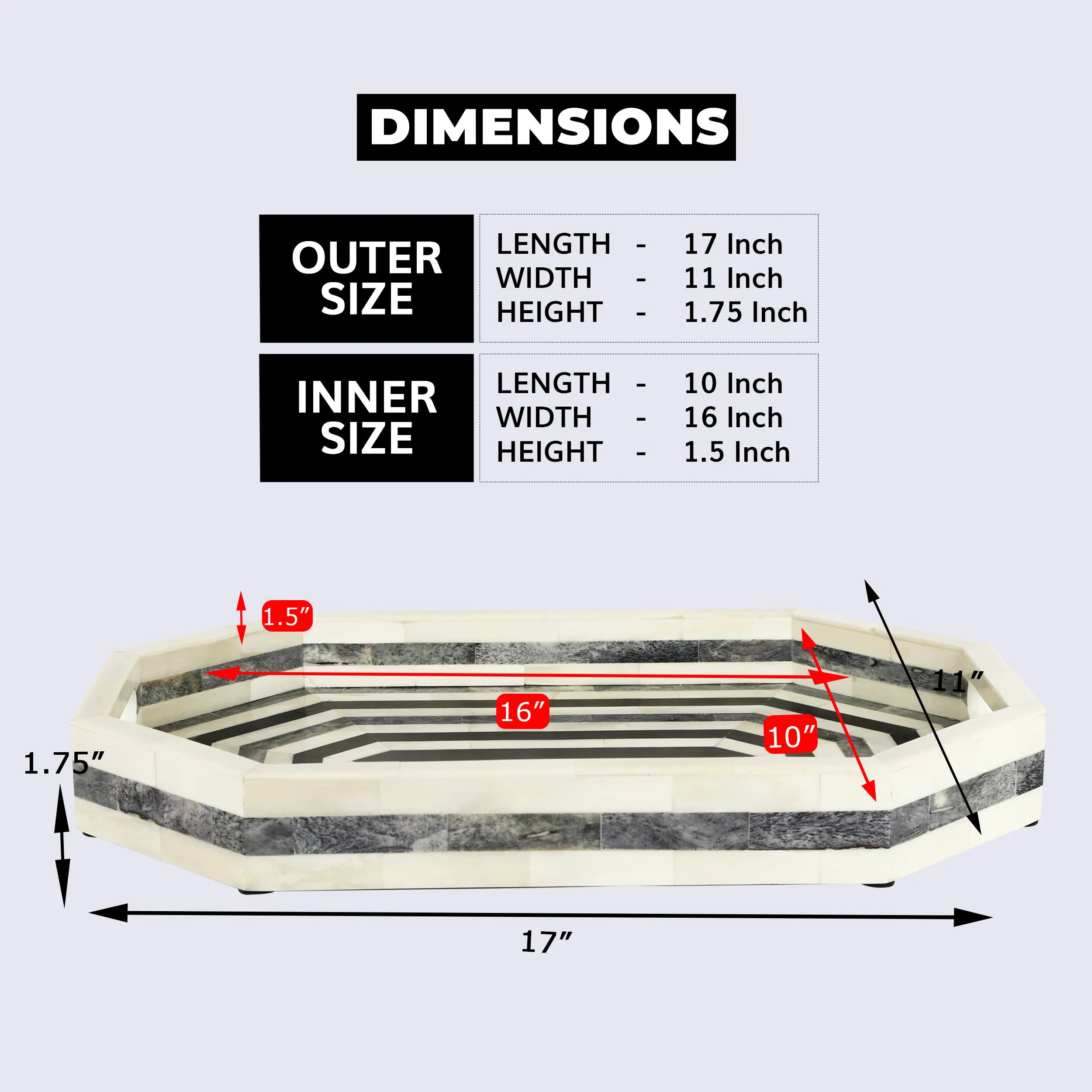 Athens Dromos Bone Inlay Decorative Tray