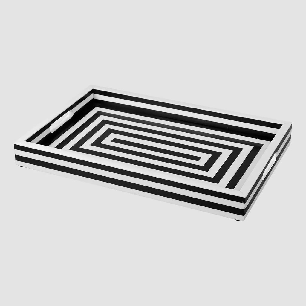 Concentric Black & White Inlay Tray