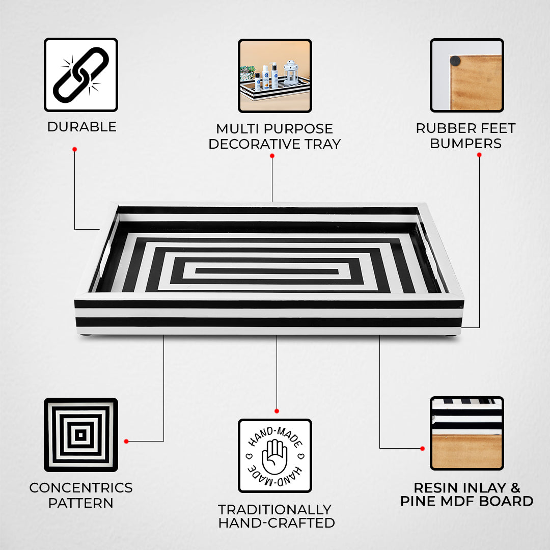 Concentric Black & White Inlay Tray