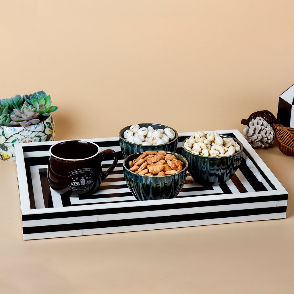 Concentric Black & White Inlay Tray