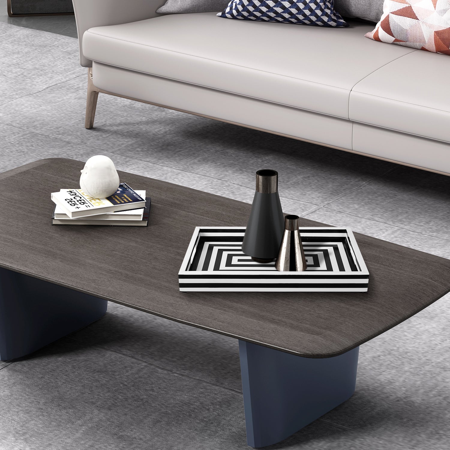 Concentric Black & White Inlay Tray
