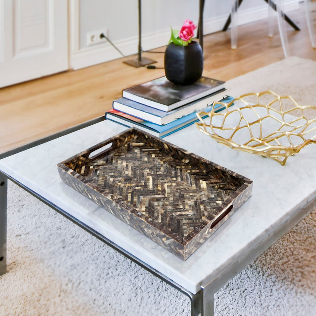 Discovery Fantazia Brown Inlay Decorative Tray