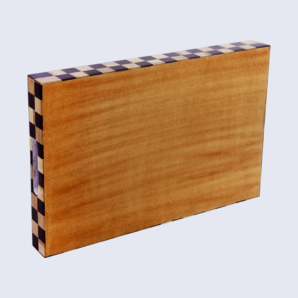 Brown Checkered Decorative Tray Coffee Table Ottoman 17"x11"
