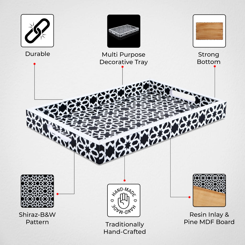 Decorative Tray 17"x11" 12"x12" Shiraz Ottoman Coffee Table