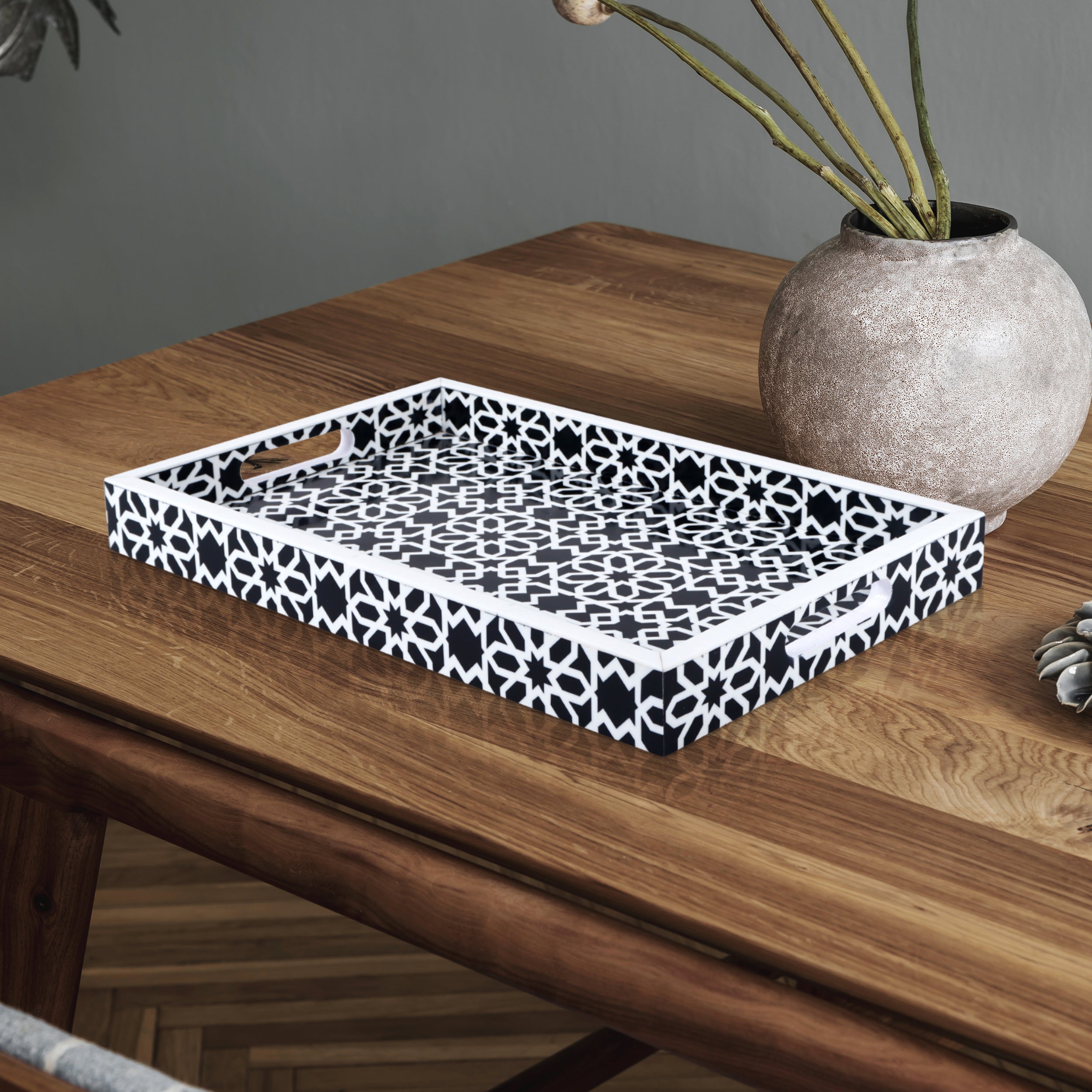Decorative Tray 17"x11" 12"x12" Shiraz Ottoman Coffee Table