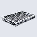 Decorative Tray Zellij Grande Black & White Resin Inlay, 11" × 17", 12" × 12"