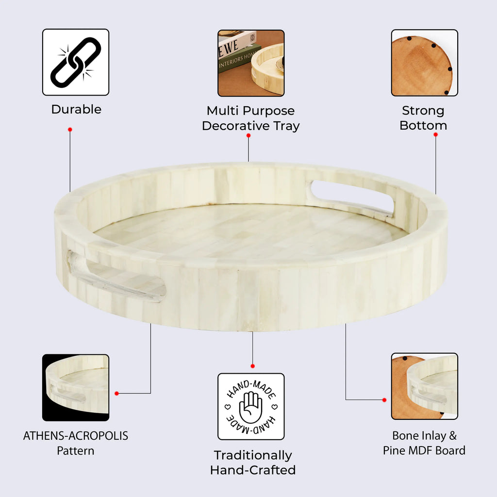Decorative Tray Athens Acropolis Collection Bone Inlay – 12" x 12"