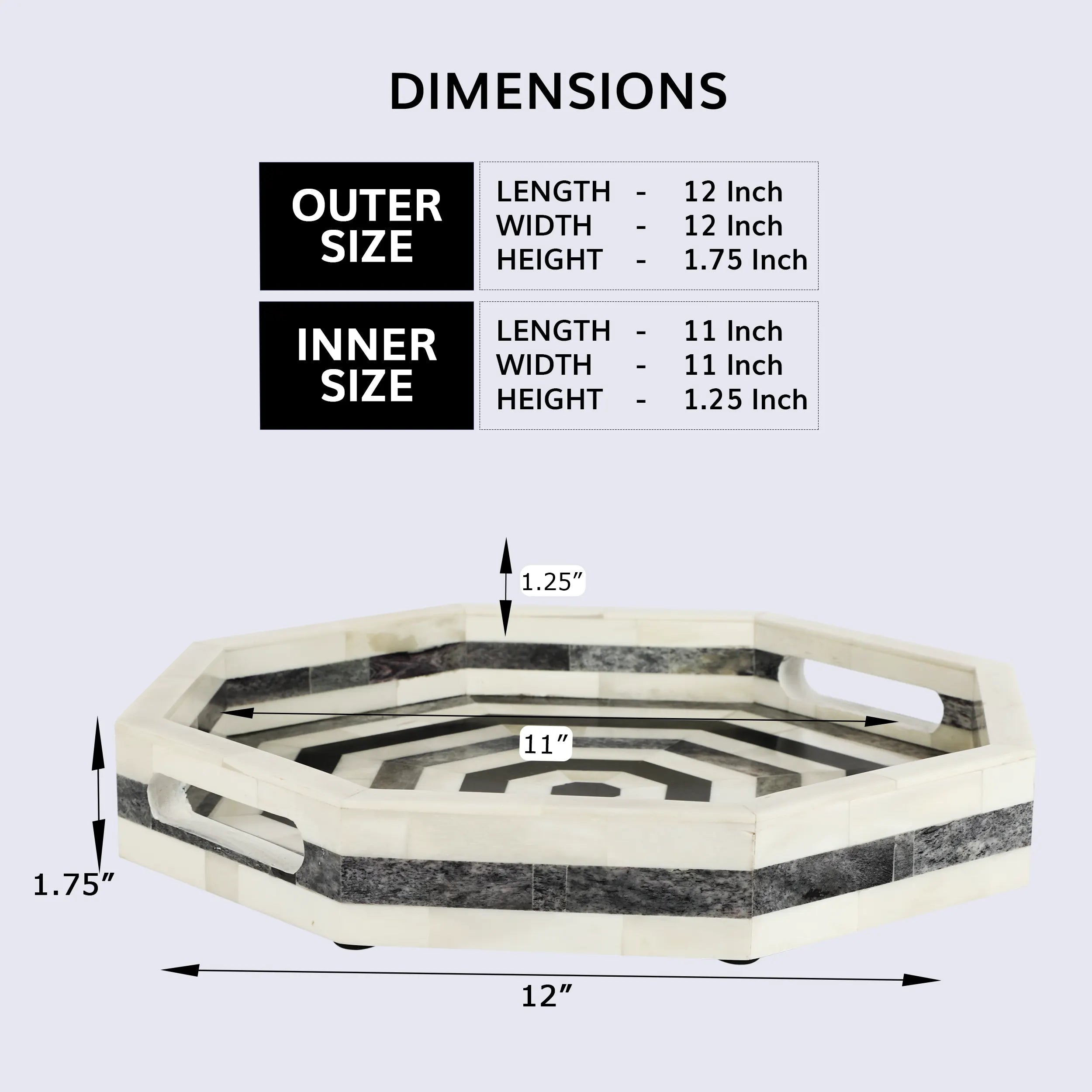 Athens Dionysis Bone Inlay Decorative Tray