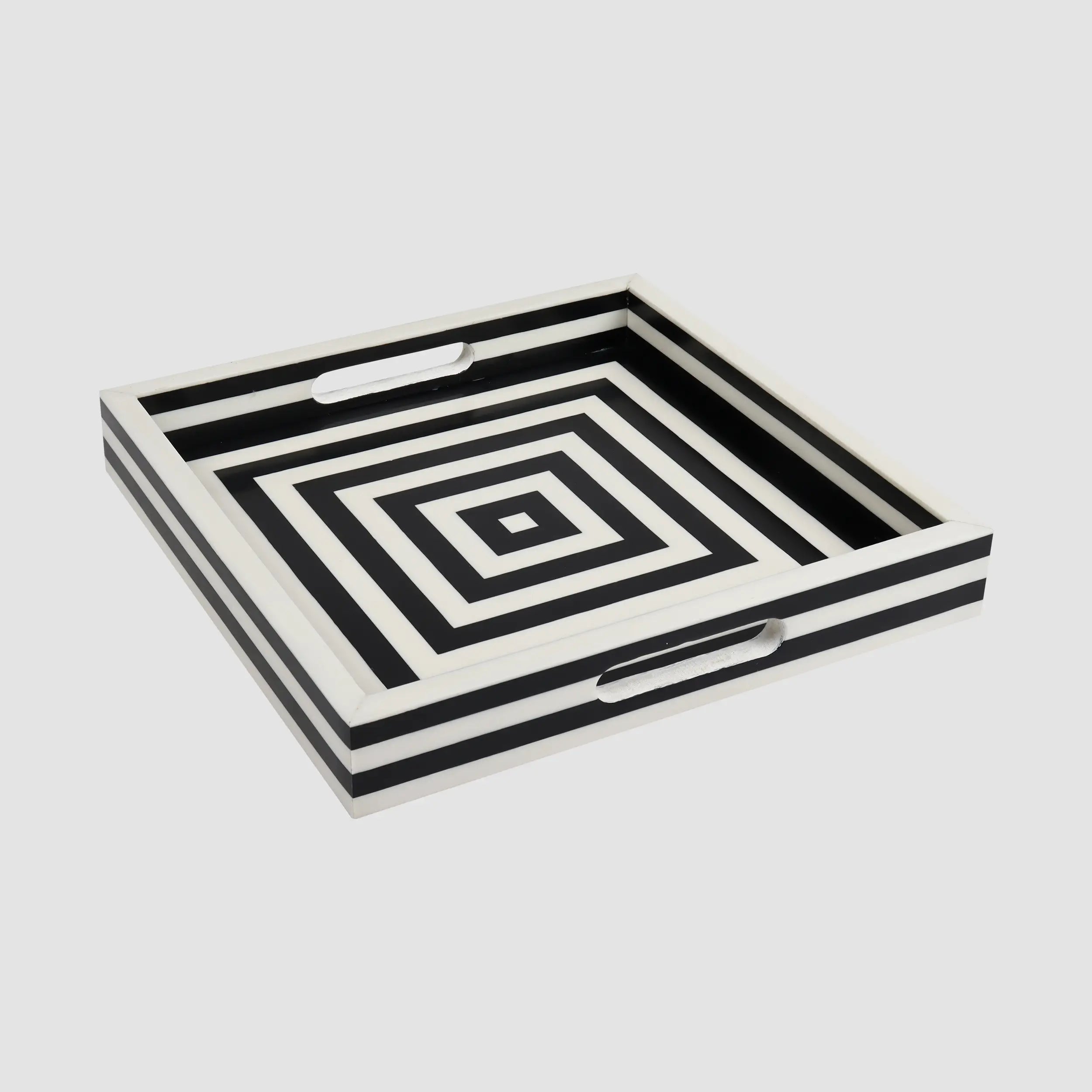 Concentric Black & White Inlay Tray