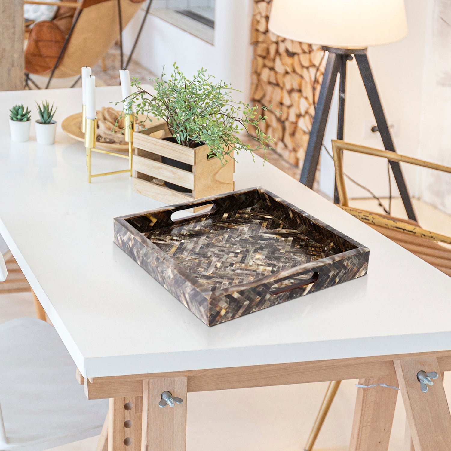 Discovery Fantazia Brown Inlay Decorative Tray