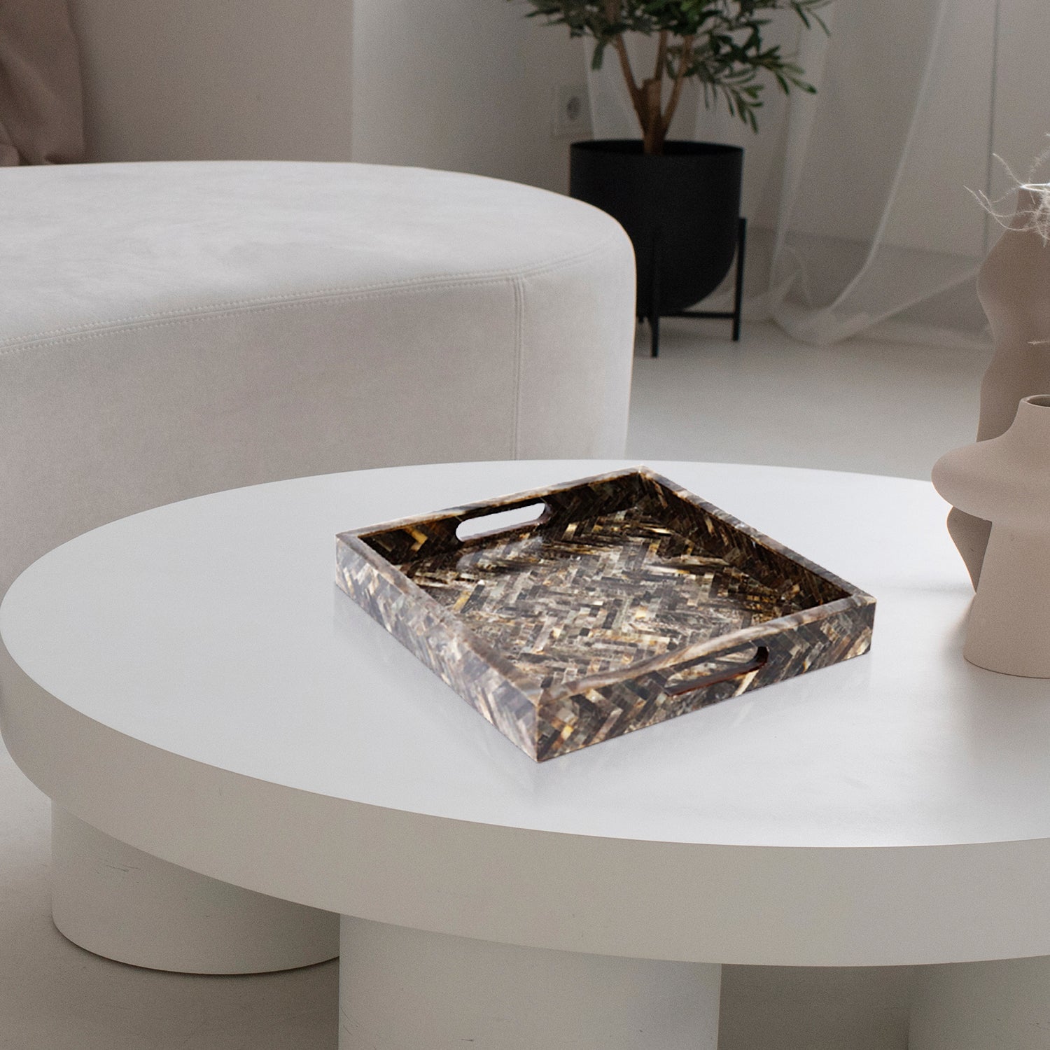 Discovery Fantazia Brown Inlay Decorative Tray