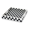 Decorative Tray 12x12 B&W Checkered Tabletop Home Decor Gift