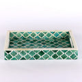 Decorative Moroccan Tray – Green & White Design, Available in 3 Sizes