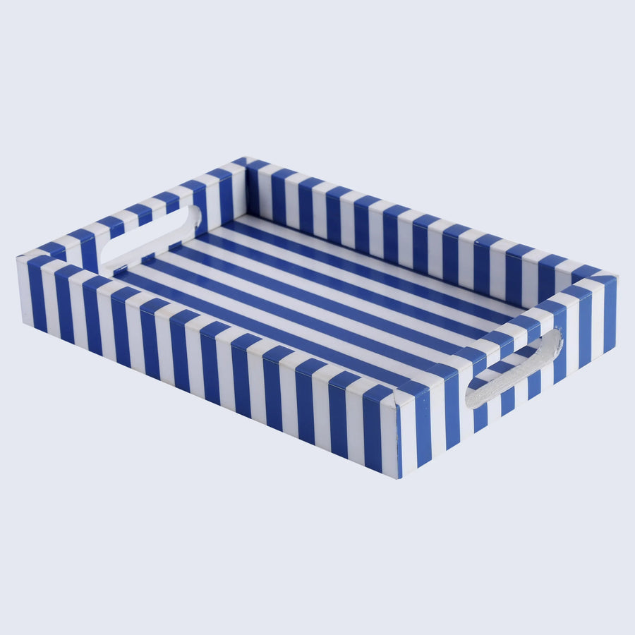 Riviera Elance Blue & White Inlay Vanity Tray — 12 × 8