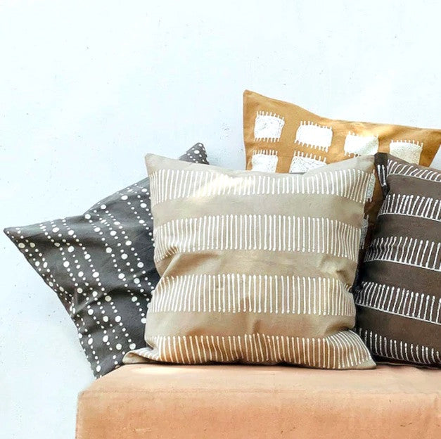 Tribal Cloth Lunar Dots Grey Pillow Cover