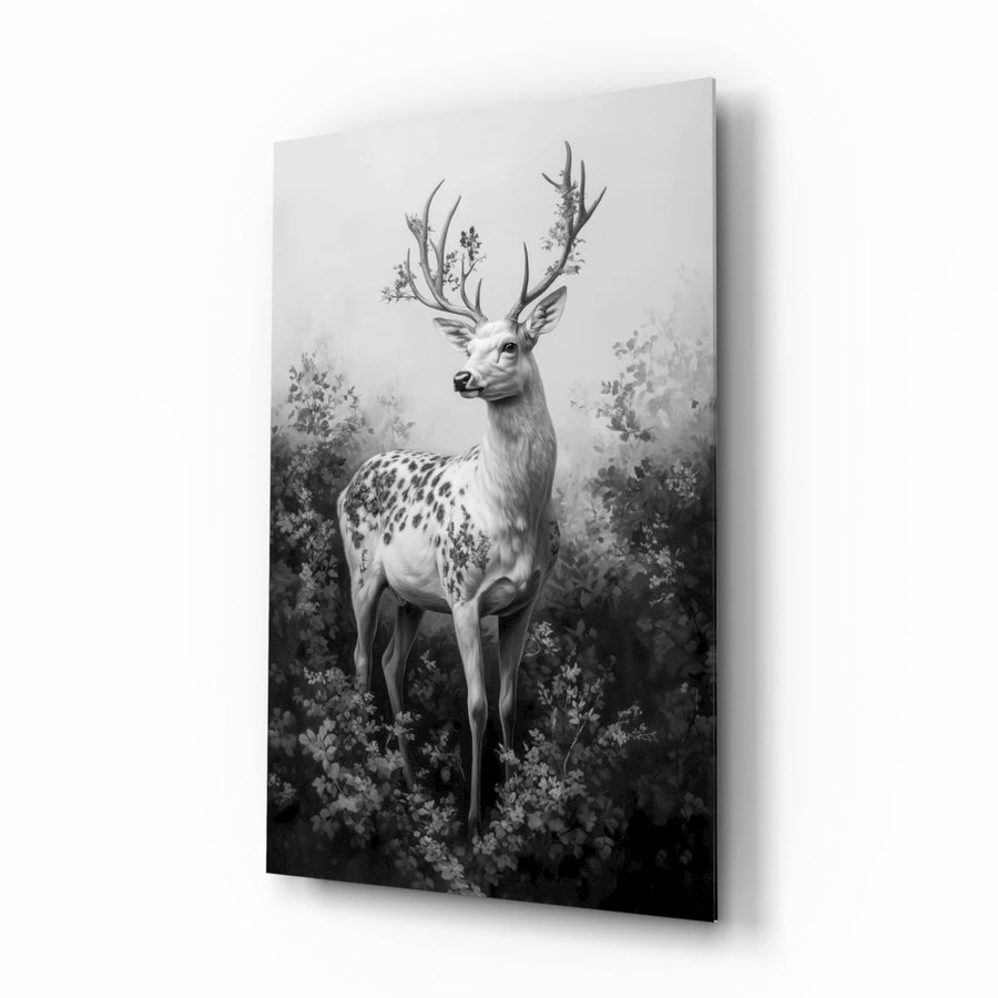 Monochrome Deer Glass Wall Art