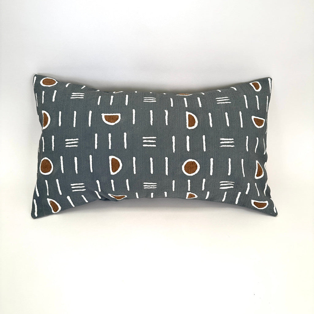 Dark Gray Mudcloth Lumbar Pillow Cover