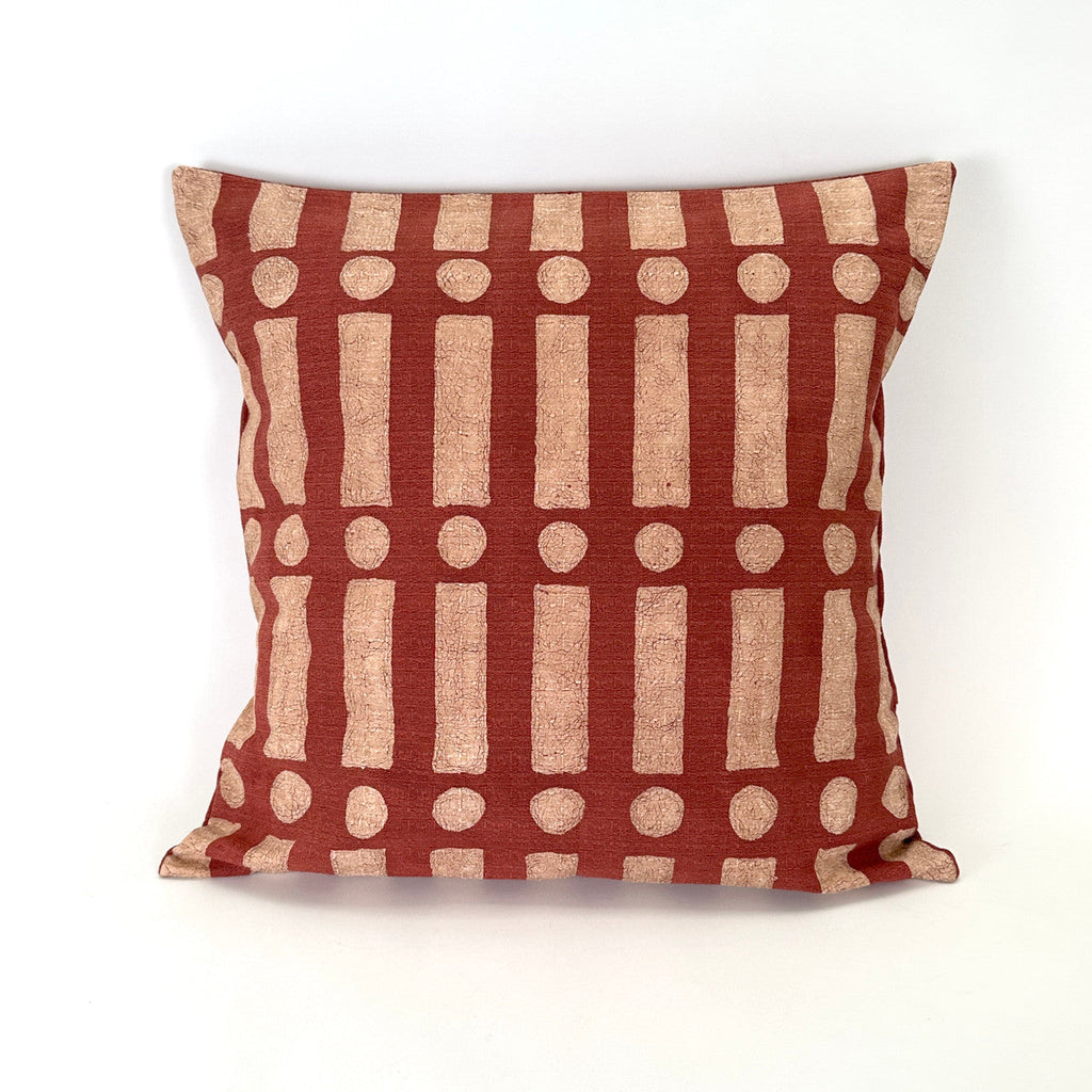 Terracotta Lines + Dots Pillow Cover