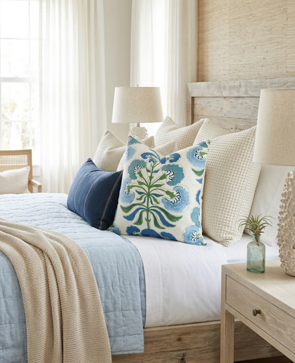 Tybee Tree Pillow Cover in Blue + Green, Thibaut Pillows