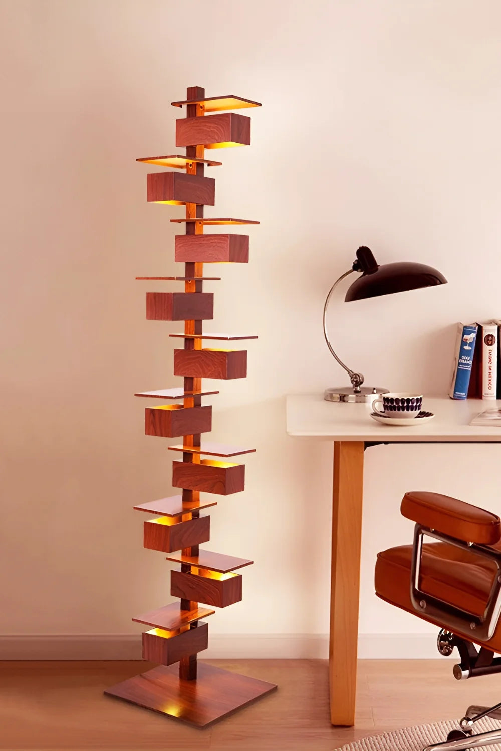 Taliesin Wood Stacked Floor Lamp